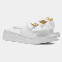 Truffle Josie Womens White Mule Sandal