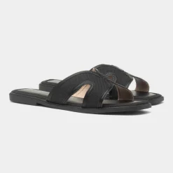 Truffle June Womens Black Flat Sandal