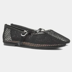 Truffle Krystal Womens Black Mesh Ballerina