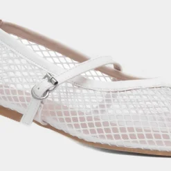 Truffle Krystal Womens White Mesh Ballerina