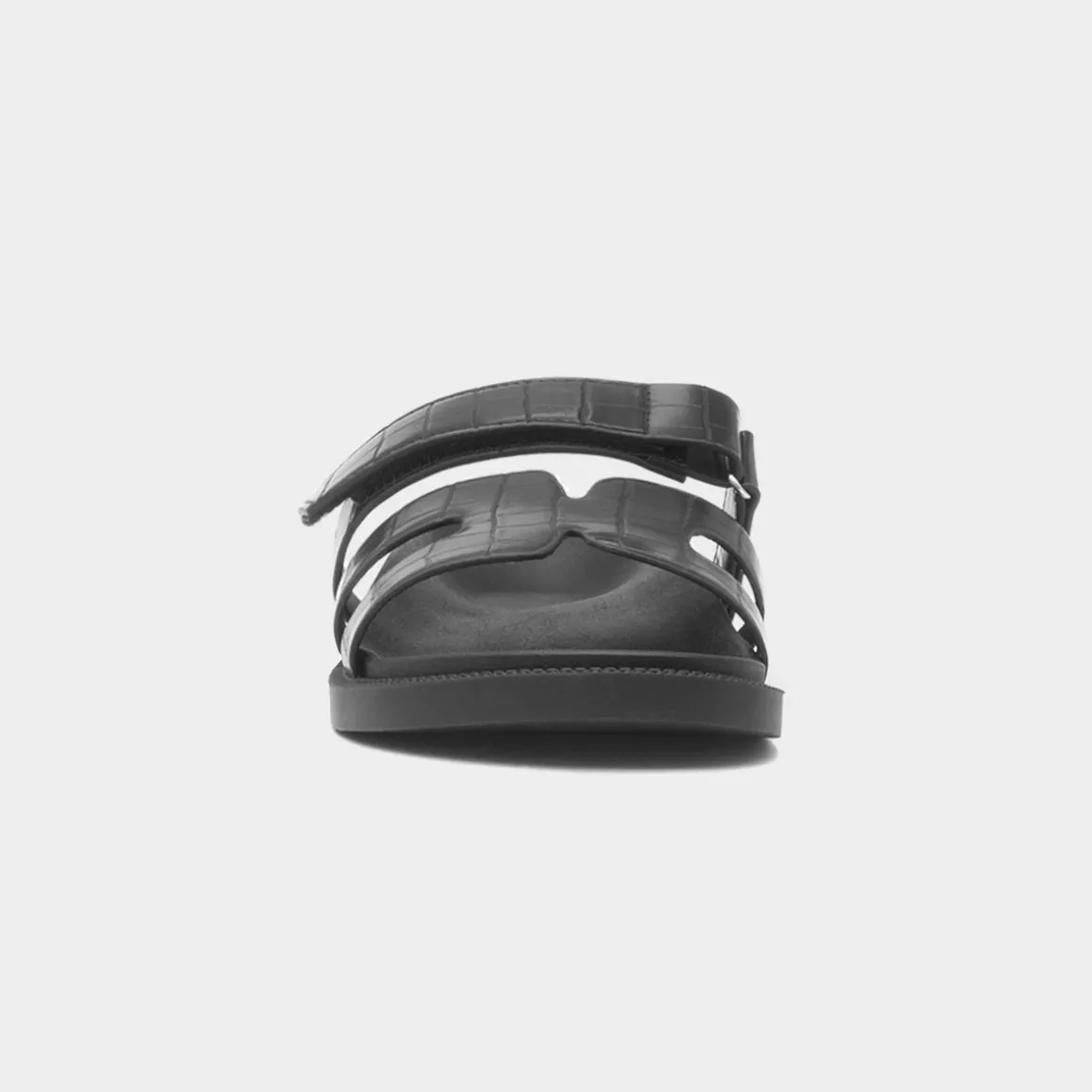 Truffle Louise Womens Black Crocodile Print Sandal