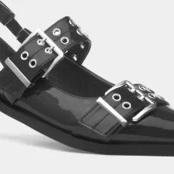 Truffle Miley Womens Black Slingback Buckle Shoe