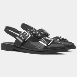 Truffle Miley Womens Black Slingback Buckle Shoe
