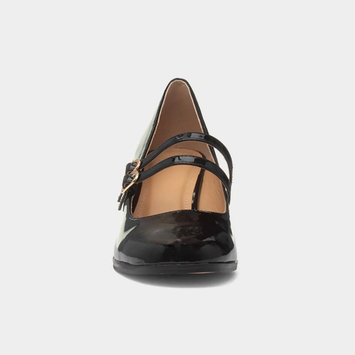 Truffle Mira Womens Black Double Buckle Heel