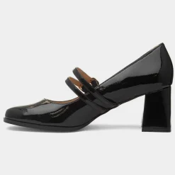 Truffle Mira Womens Black Double Buckle Heel