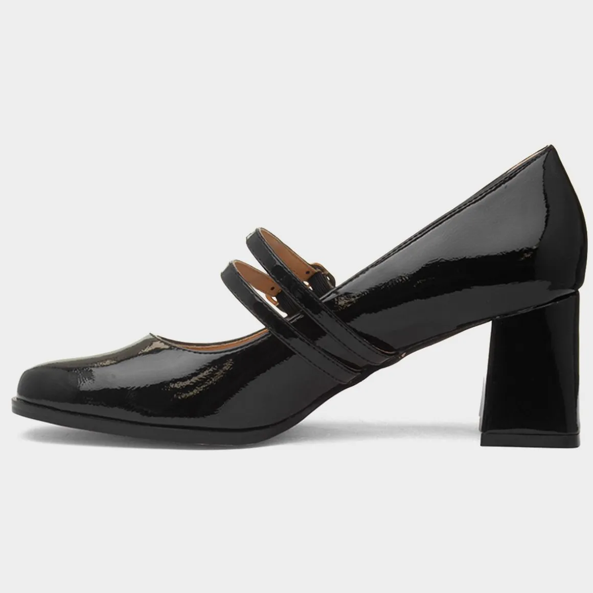 Truffle Mira Womens Black Double Buckle Heel