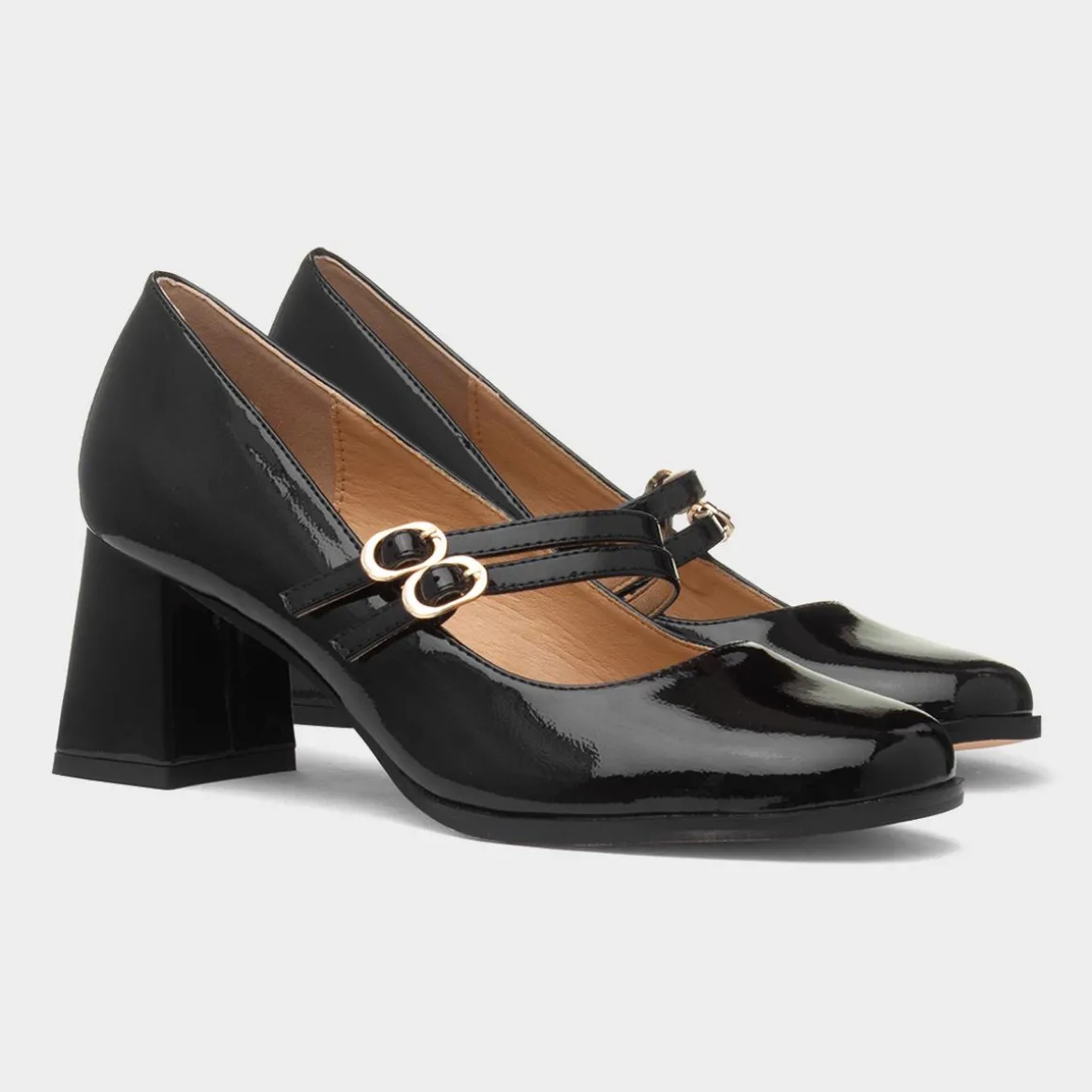 Truffle Mira Womens Black Double Buckle Heel