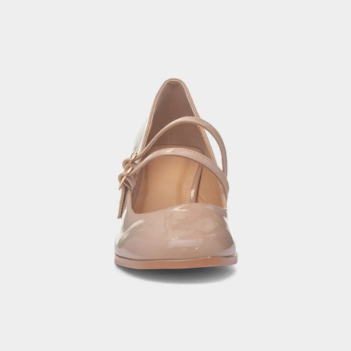 Truffle Mira Womens Nude Double Buckle Heel