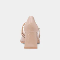 Truffle Mira Womens Nude Double Buckle Heel