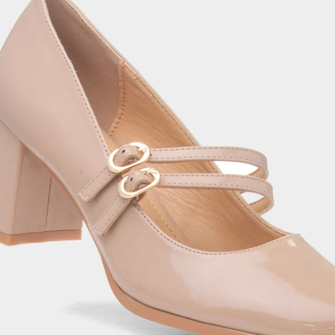 Truffle Mira Womens Nude Double Buckle Heel
