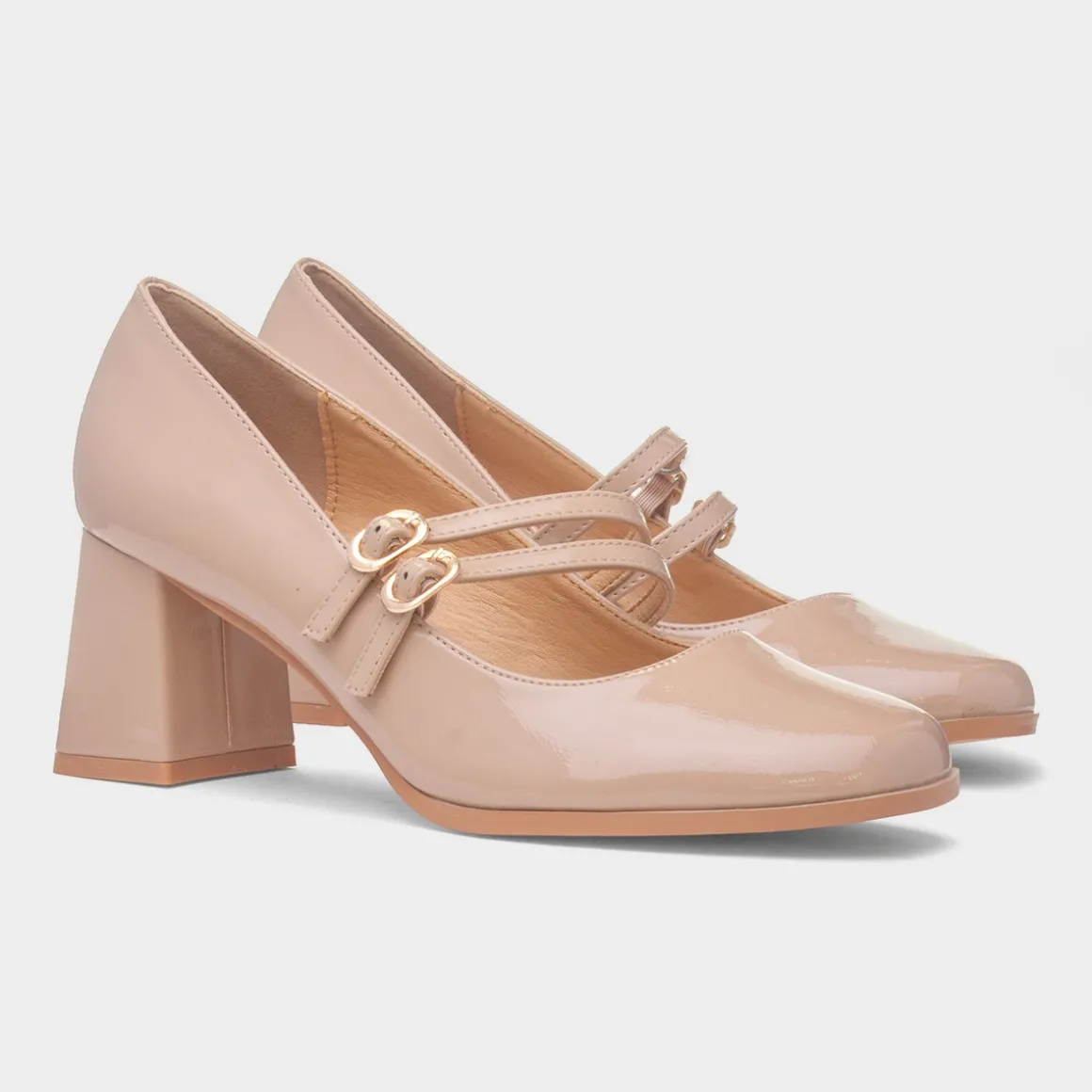 Truffle Mira Womens Nude Double Buckle Heel
