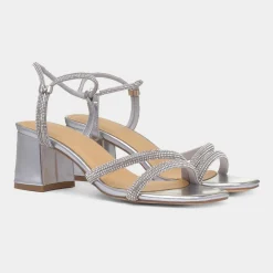 Truffle Ophelia Womens Silver Diamante Heel