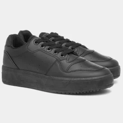 Truffle Oslo Womens Black Lace Up Trainer