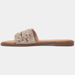 Truffle Rowan Womens Gold Diamante Mule Sandal