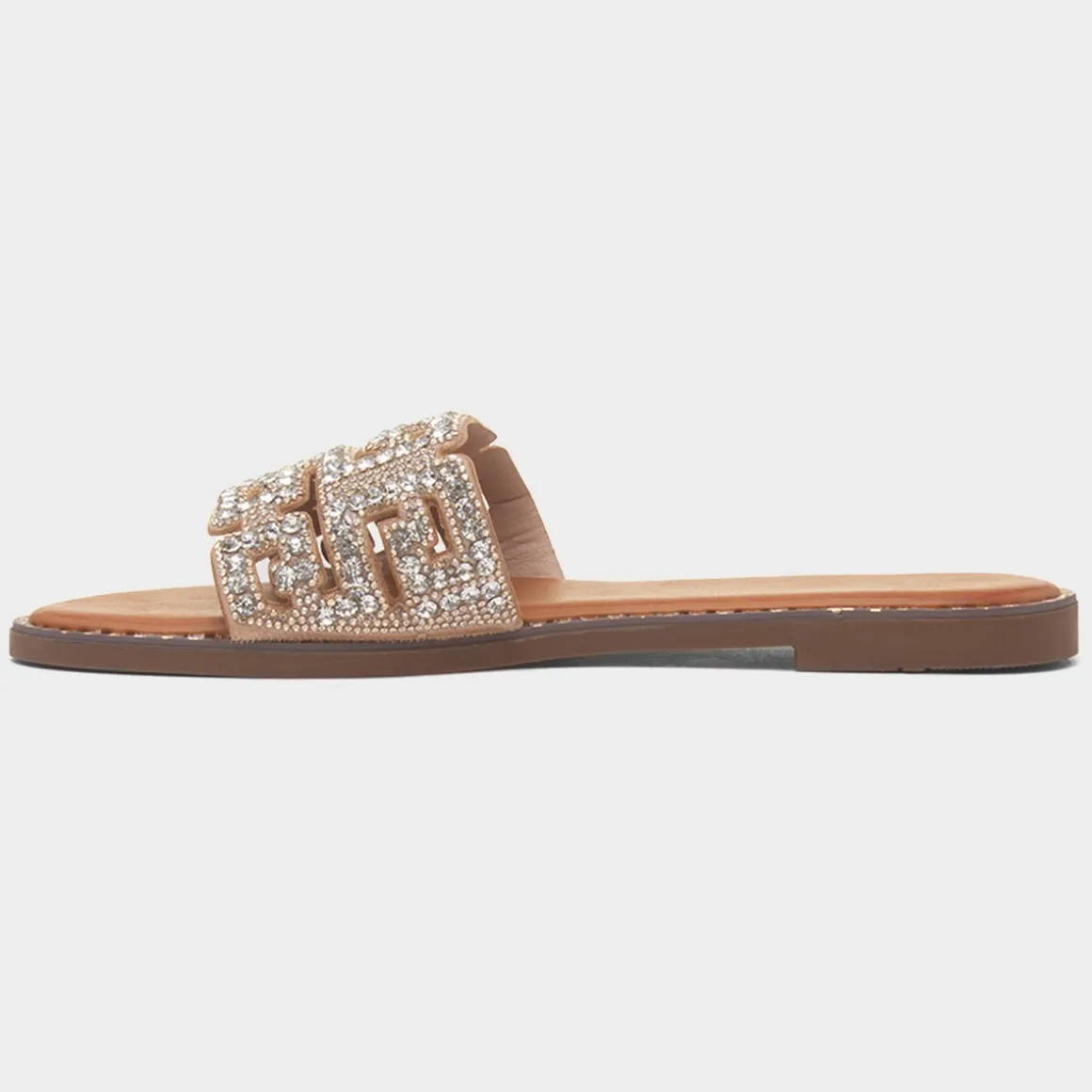Truffle Rowan Womens Gold Diamante Mule Sandal