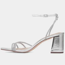 Truffle Tillie Womens Metallic Diamante Heel
