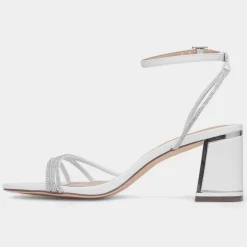 Truffle Tillie Womens White Diamante Heel