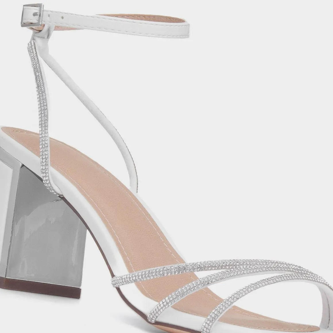 Truffle Tillie Womens White Diamante Heel