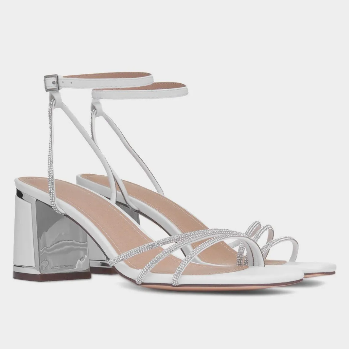 Truffle Tillie Womens White Diamante Heel