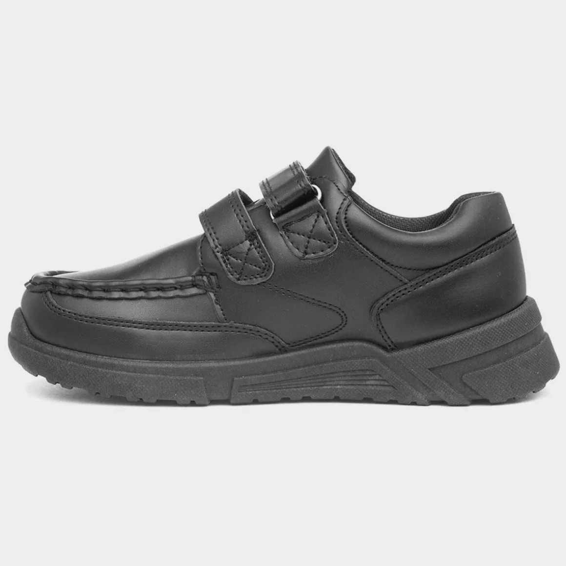 Trux Fawster Boys Black Easy Fasten School Shoe