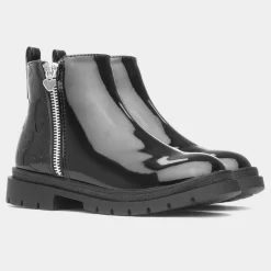 Walkright Carla Girls Black Patent Heart Boot
