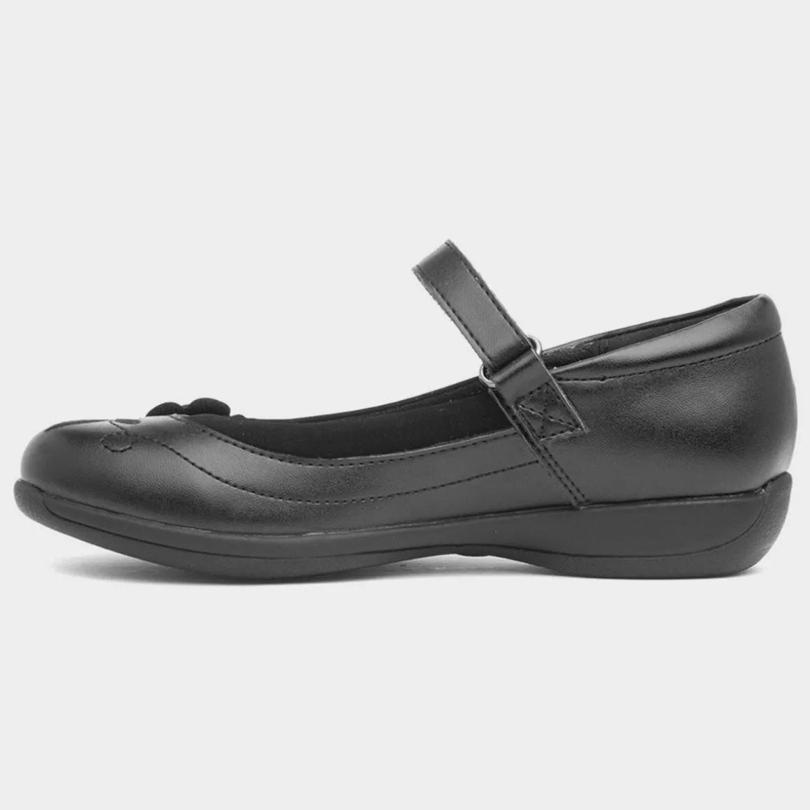 Walkright Cassidy Girls Black Flower School Shoe