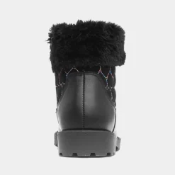 Walkright Cecily Girls Black Faux Fur Ankle Boot