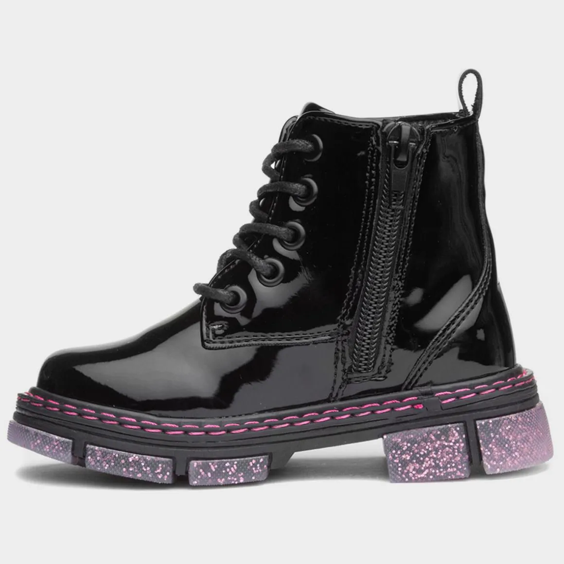 Walkright Emily Girls Black Glitter Sole Boots