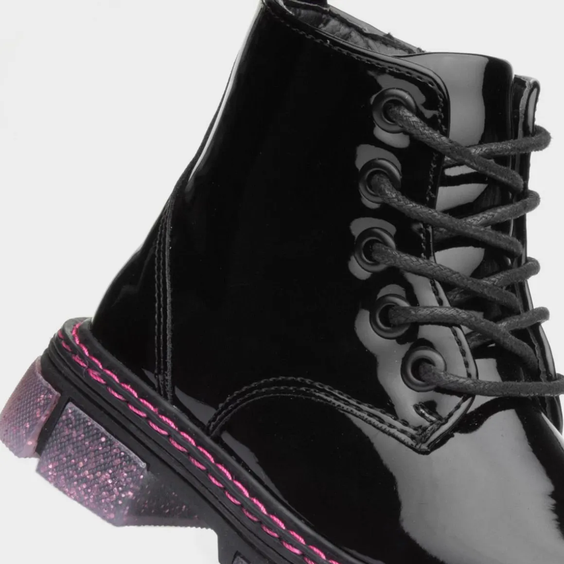 Walkright Emily Girls Black Glitter Sole Boots