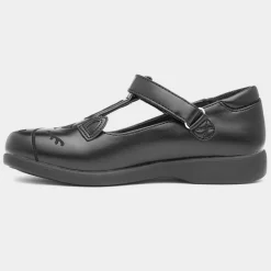 Walkright Fiz Girls Black Unicorn School Shoe