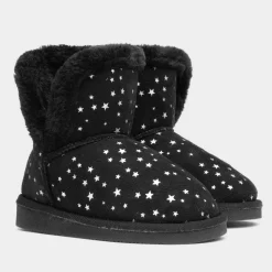 Walkright Floss Girls Black Faux Fur Lined Boot