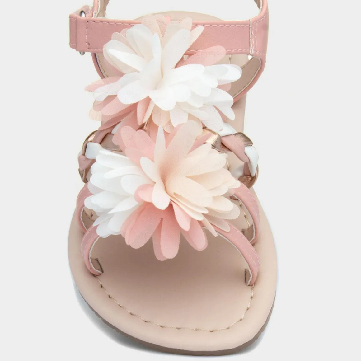 Walkright Girls Pink Chiffon Flower Sandals