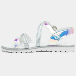 Walkright Girls Silver Iridescent Strappy Sandal