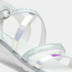 Walkright Girls Silver Iridescent Strappy Sandal