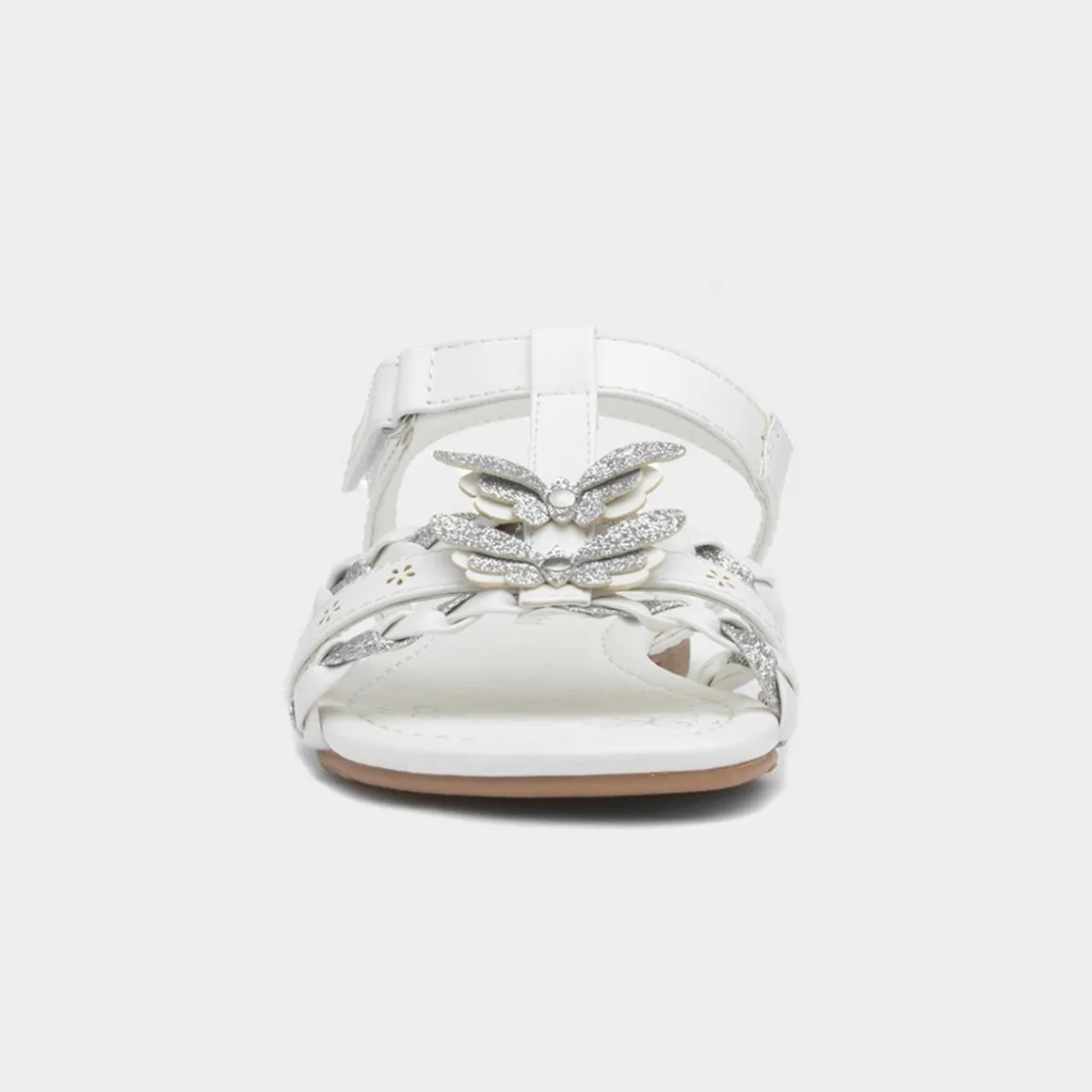 Walkright Girls White and Silver Butterfly Sandals
