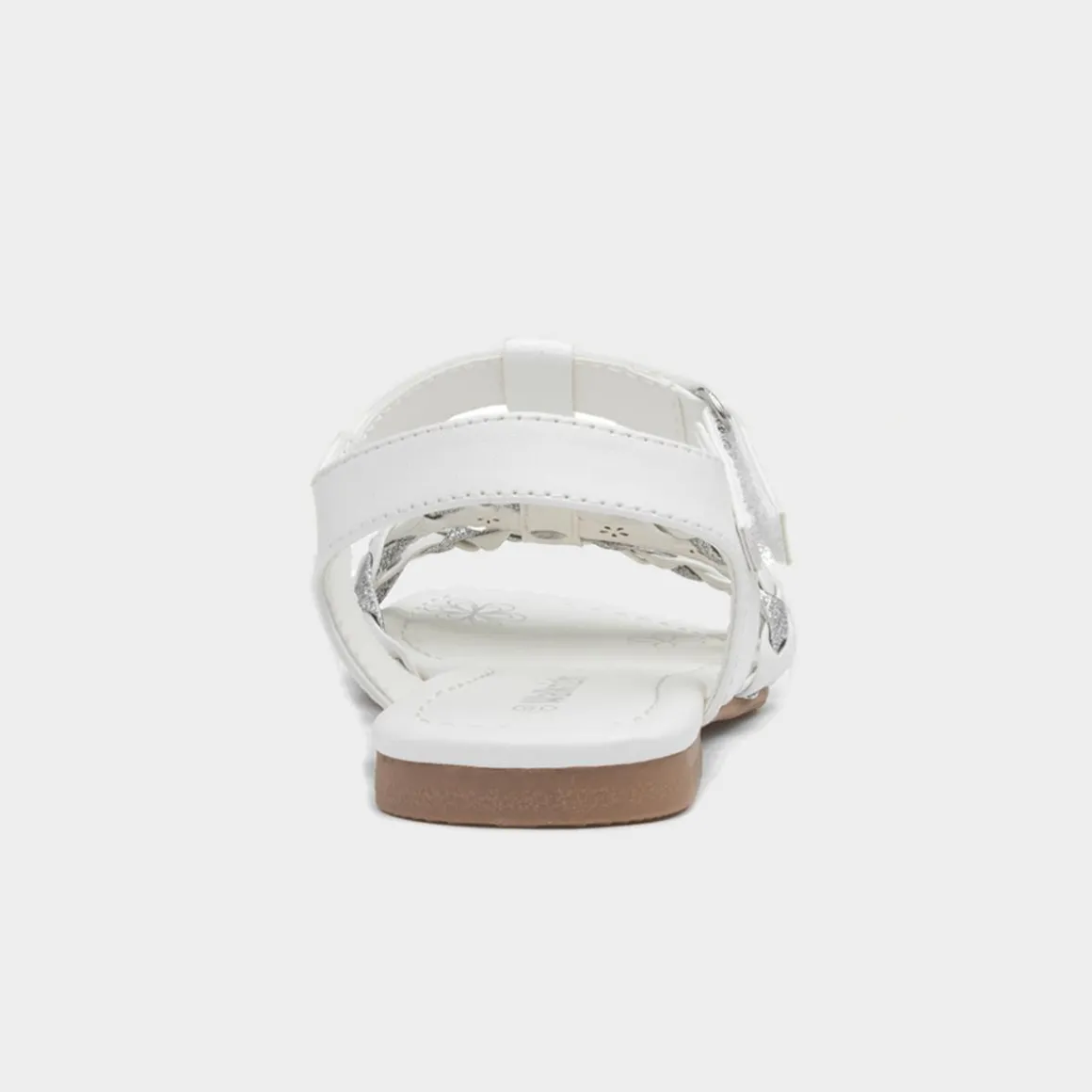 Walkright Girls White and Silver Butterfly Sandals