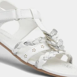 Walkright Girls White and Silver Butterfly Sandals