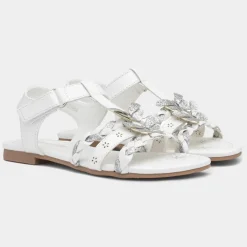 Walkright Girls White and Silver Butterfly Sandals