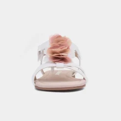 Walkright Laney Girls White Chiffon Flower Sandal