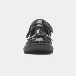 Walkright Laura Girls Black Unicorn Patent Shoe