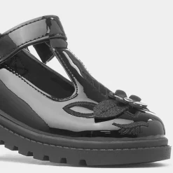 Walkright Laura Girls Black Unicorn Patent Shoe