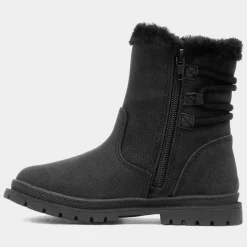 Walkright Lexi Girls Black Faux Fur Lined Boot