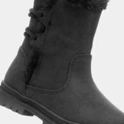 Walkright Lexi Girls Black Faux Fur Lined Boot