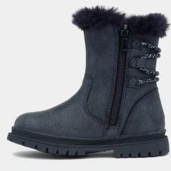 Walkright Lexi Girls Navy Faux Fur Boot