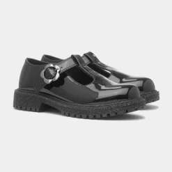 Walkright Lottie Girls Black Patent School Shoe