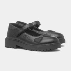 Walkright Lucia Girls Black Heart School Shoe