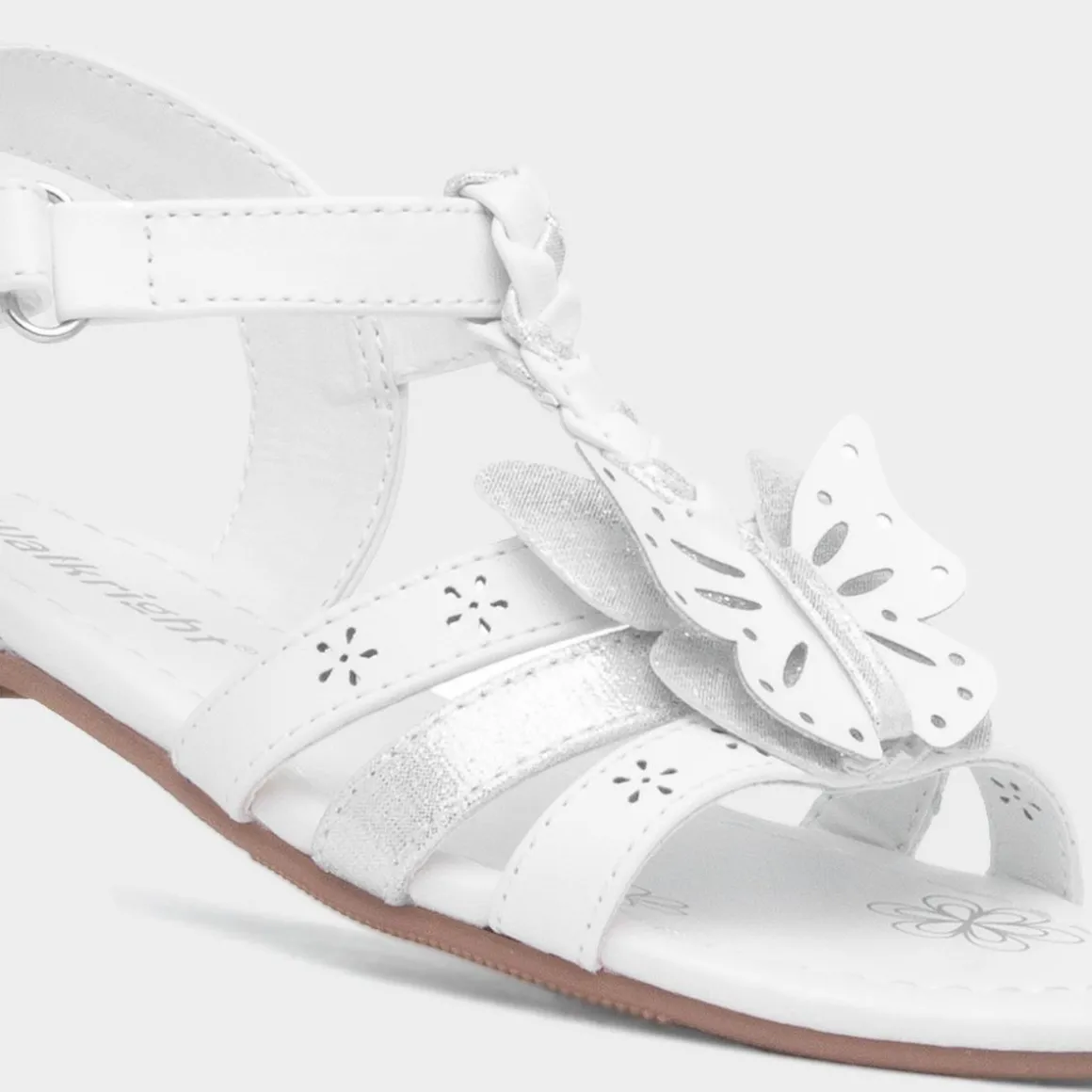 Walkright Lucia Girls White Butterfly Sandal
