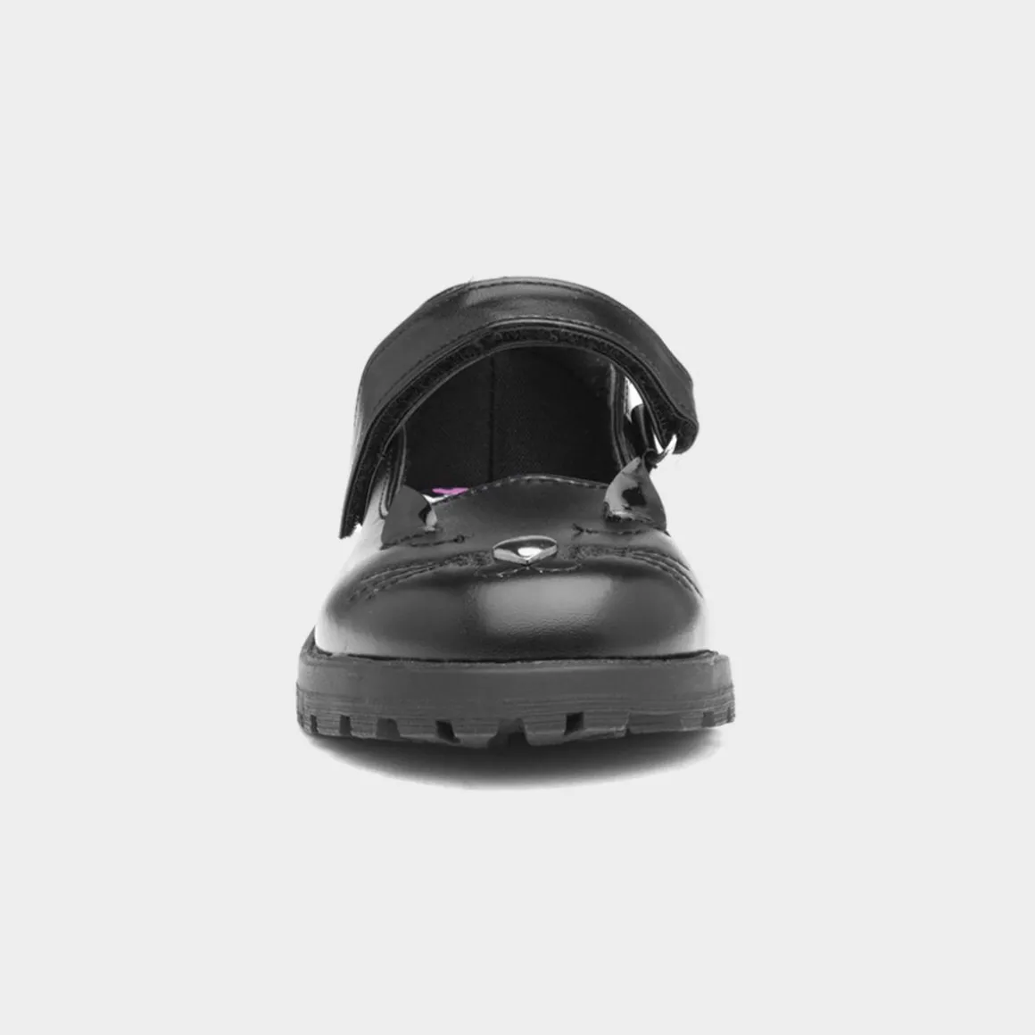 Walkright Lucy Girls Black Cat Face School Shoe