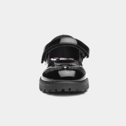 Walkright Lucy Girls Black Patent Cat Face Shoe