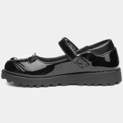 Walkright Lucy Girls Black Patent Cat Face Shoe